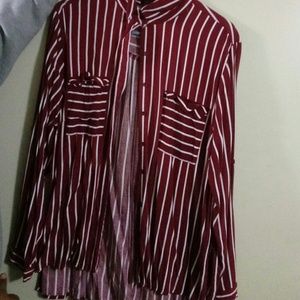 A red striped blouse